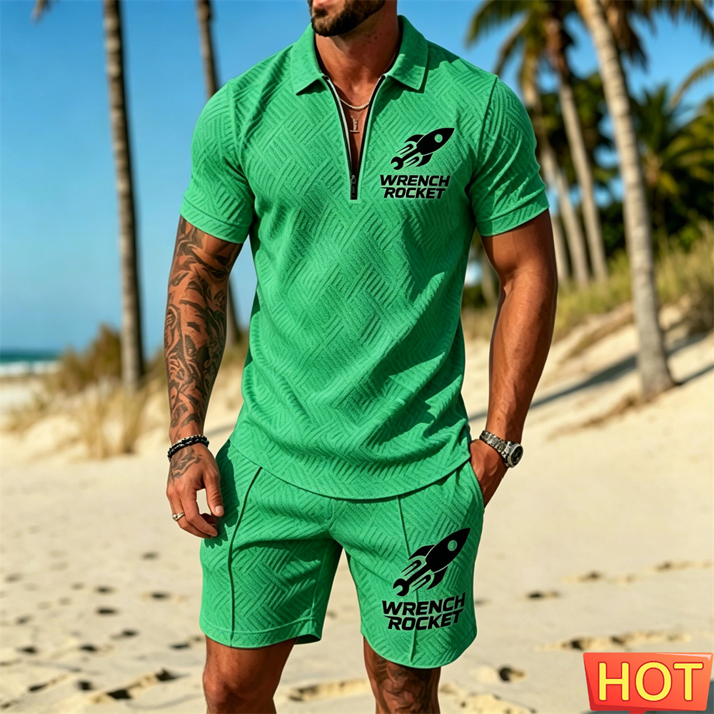 Summer Clothing Vacation - 여름 남성복 휴가용 폴로 세트 캐주얼