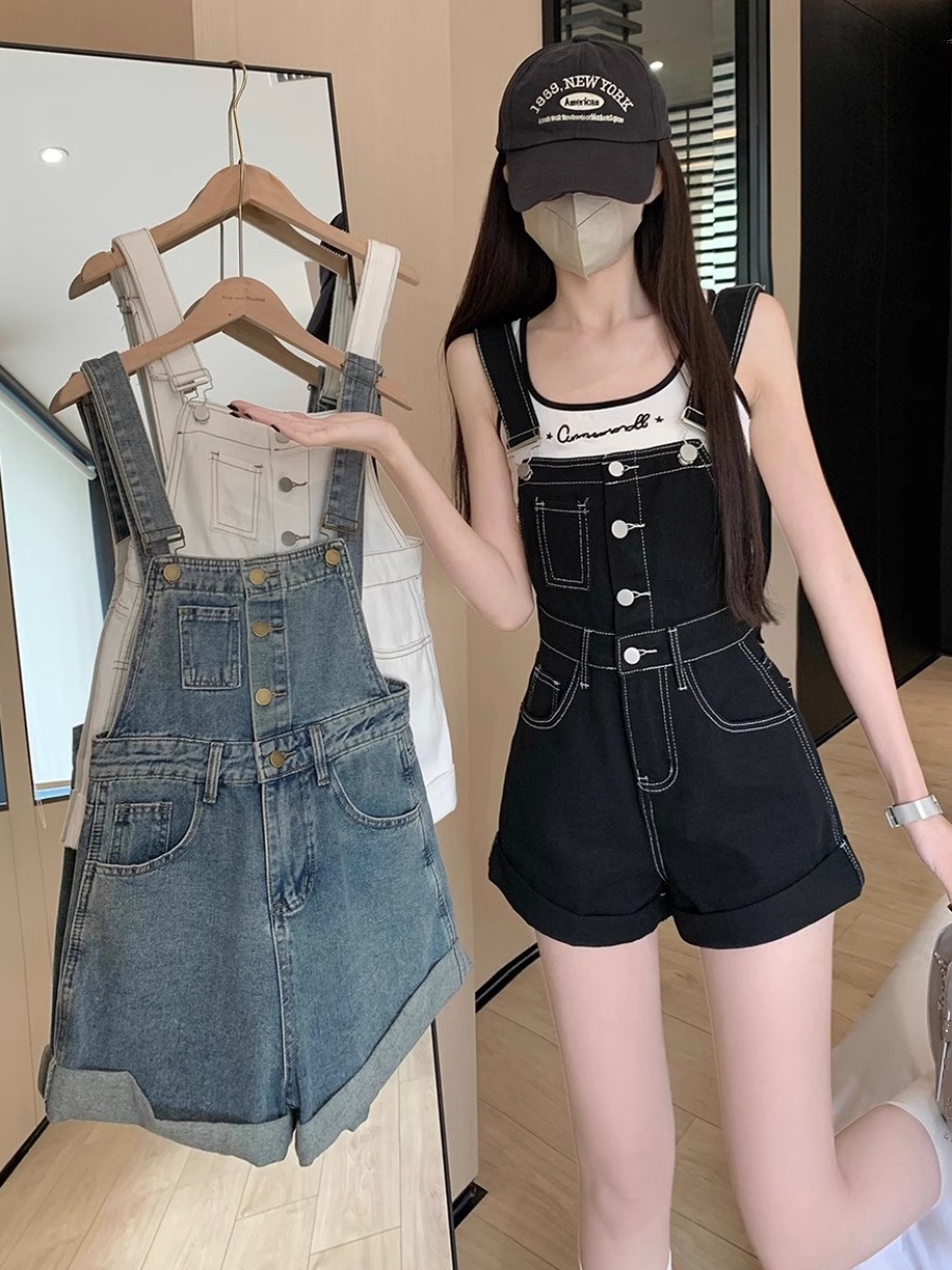 Summer Loving Clothing - Rompers 여성 솔리드 멜빵 데님 휴가
