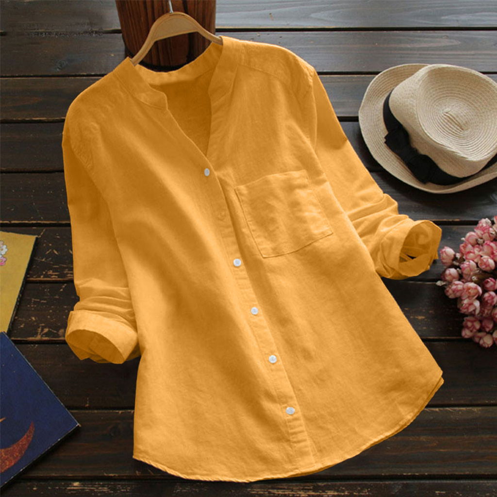 Yellow Summer Clothing - 여성용 캐주얼 레트로 코튼 및 린넨