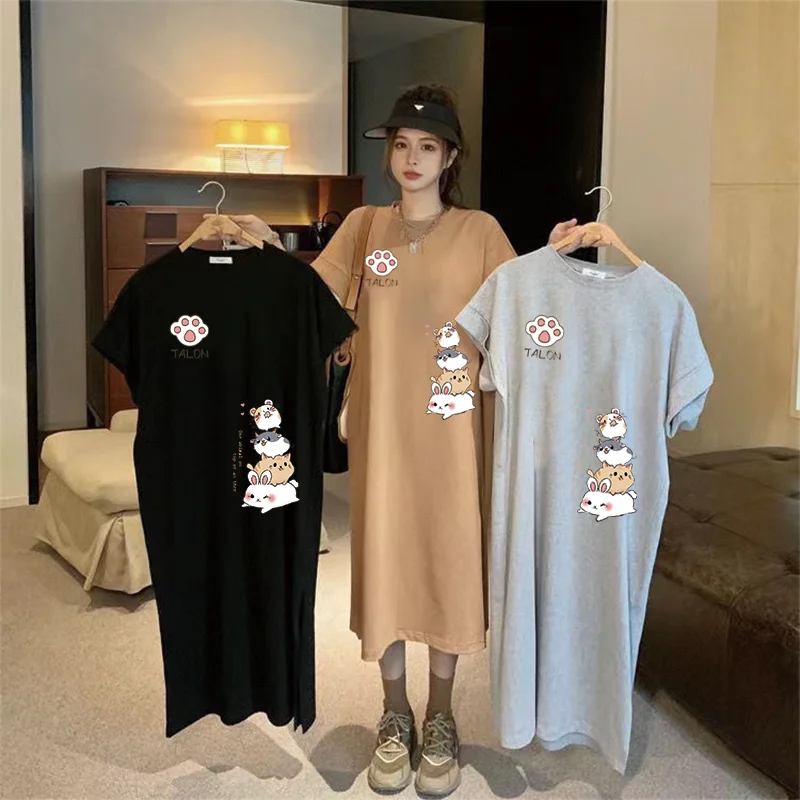 여름 일본 귀여운 만화 토끼 쌓은 인쇄 여성 대형 느슨 - Summer Japanese Clothing 리뷰 및 가격