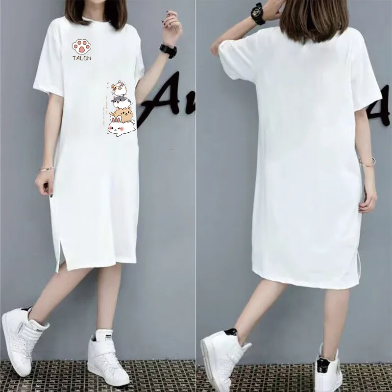 여름 일본 귀여운 만화 토끼 쌓은 인쇄 여성 대형 느슨 - Summer Japanese Clothing 리뷰 및 가격