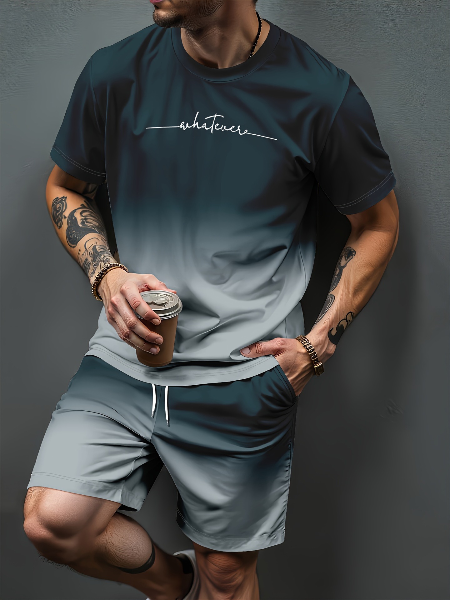 그라디언트 문자 패턴 3D 인쇄 운동복 남성 여성 캐주 - Summer Clothing Women 리뷰 및 가격