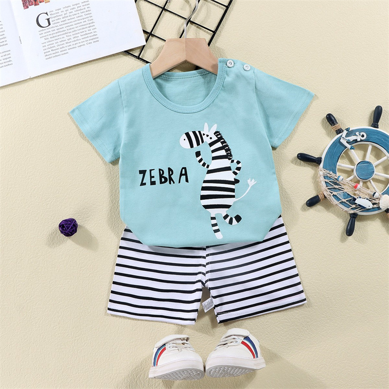 코튼 티셔츠 + 반바지 2 피스 운동복 세트 어린이 만 - Summer Clothing For Baby Boy 리뷰 및 가격