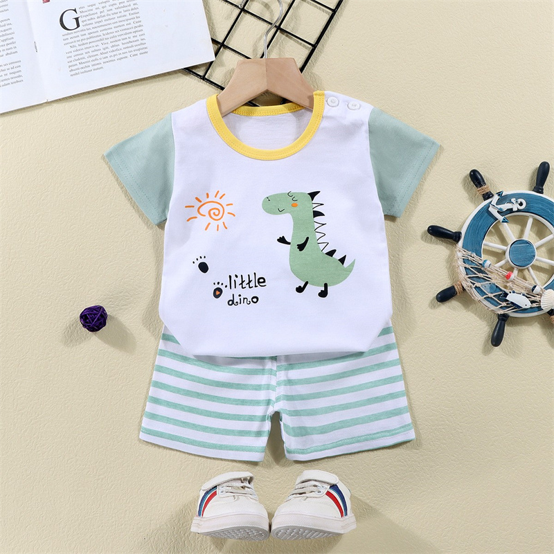 코튼 티셔츠 + 반바지 2 피스 운동복 세트 어린이 만 - Summer Clothing For Baby Boy 리뷰 및 가격