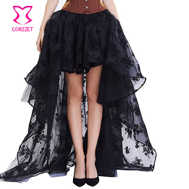 블랙 플로랄 쉬폰 프론트 쇼트 백 롱 고딕 빅토리아 스 - Summer Victorian Clothing 리뷰 및 가격