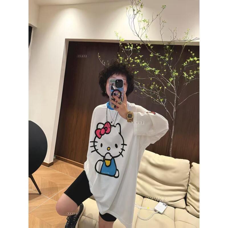 긴팔 헬로 키티 여름 새 스타일 만화 귀여운 프린트 티 - Summer Clothing Women 리뷰 및 가격