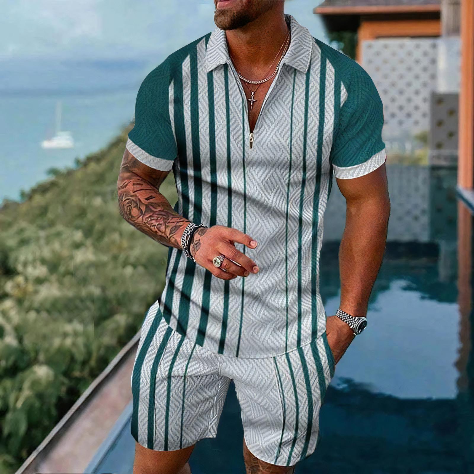 남성용 폴로 셔츠 반팔 세트 캐주얼 심플 스타일 투피스 - Summer Clothing Styles Men 리뷰 및 가격