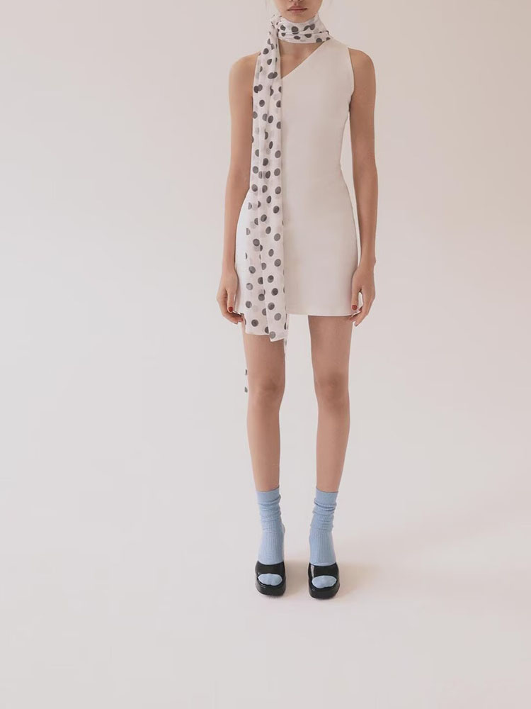 여름 신상품 폴카 도트 스카프 숄더 베어드 넥 행잉 드 - Summer Clothing Wear 리뷰 및 가격