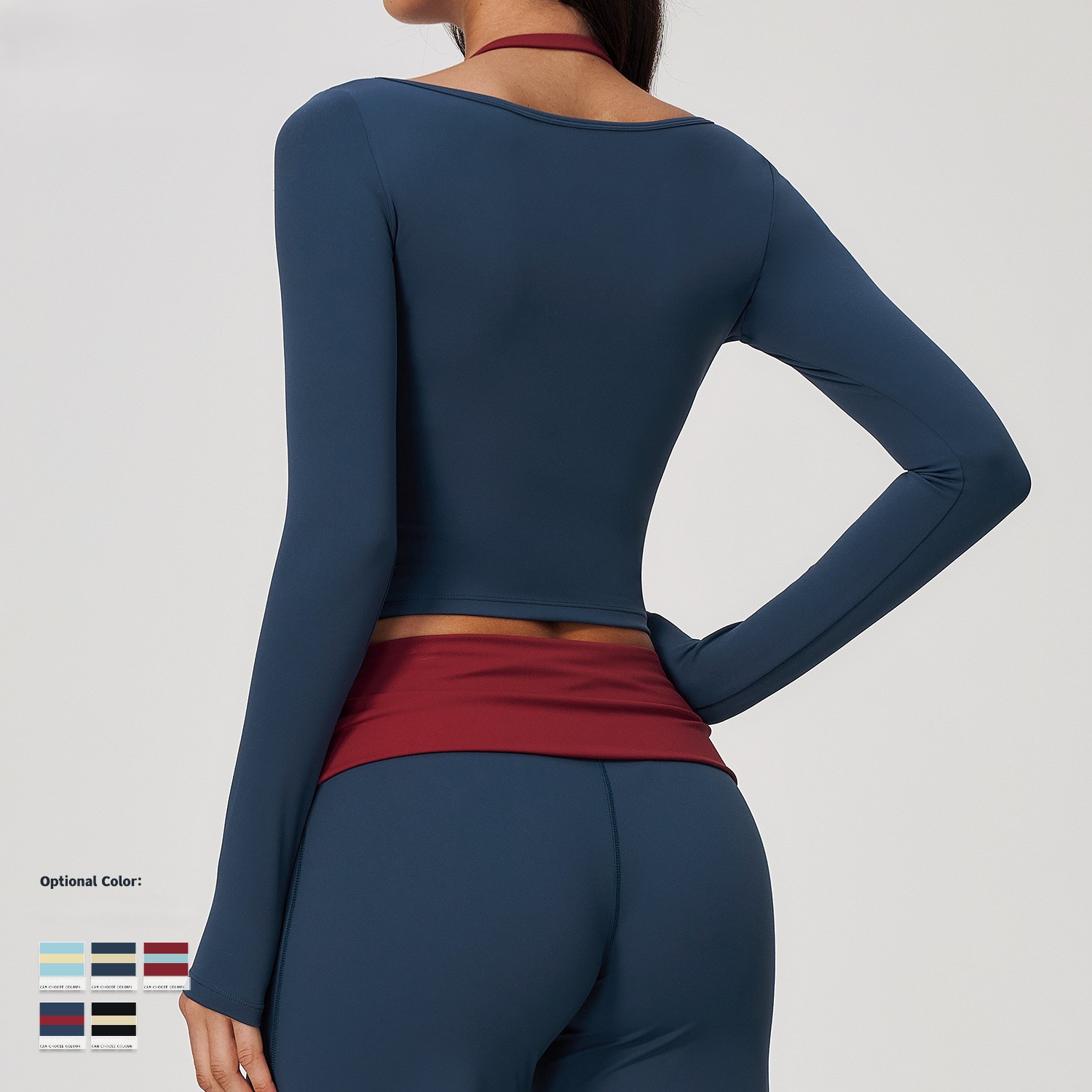 2-in-1 페이크 투피스 홀터 요가탑 긴팔 슬림핏 크 - Halter Neck Top 리뷰 및 가격