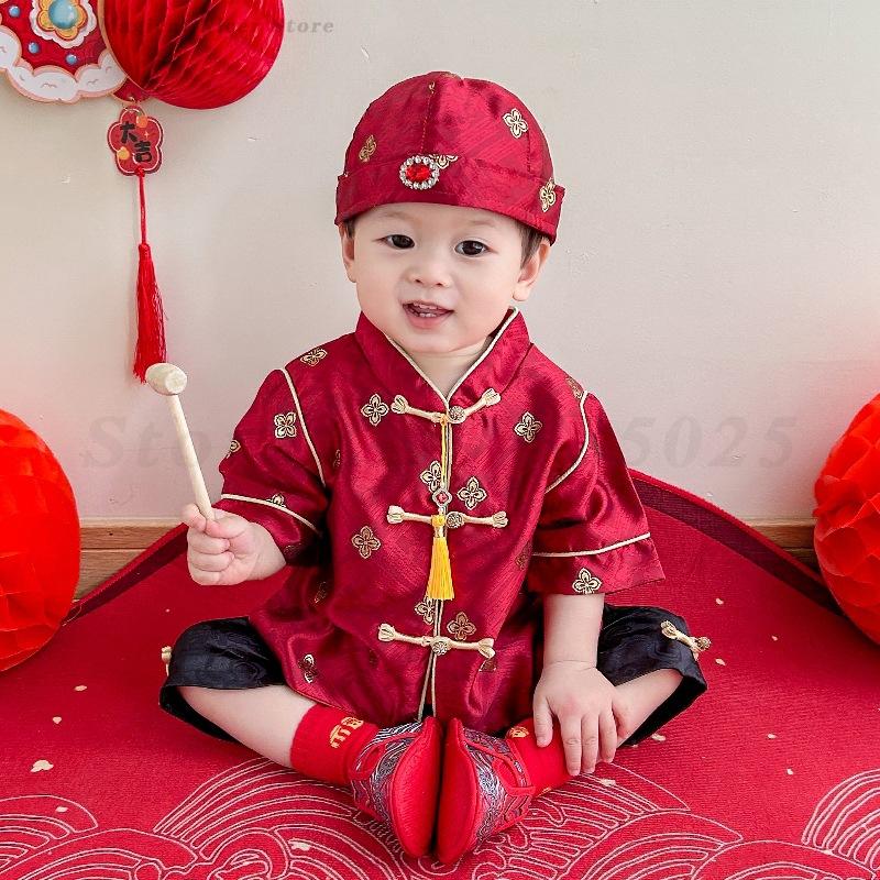 어린이 전통 당나라 세트 여름 반팔 중국 용수철 축제  - Summer Clothing For Baby Boy 리뷰 및 가격