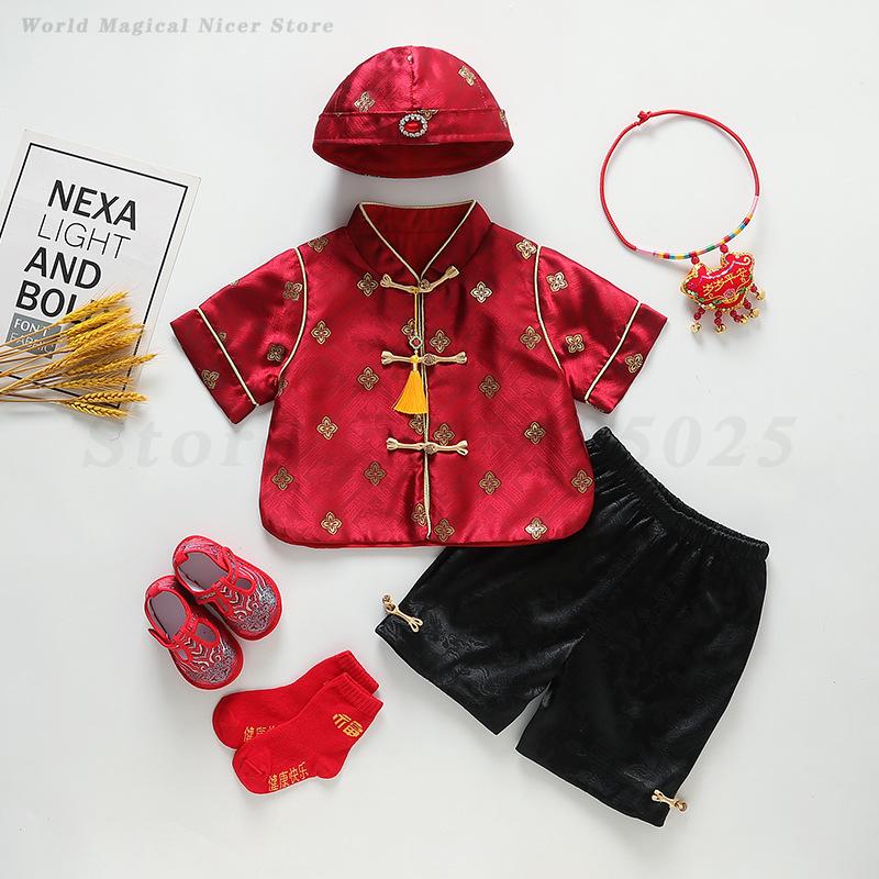 어린이 전통 당나라 세트 여름 반팔 중국 용수철 축제  - Summer Clothing For Baby Boy 리뷰 및 가격