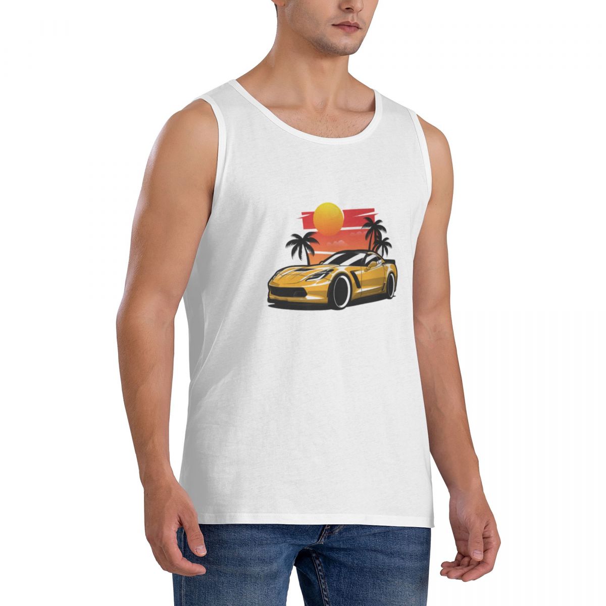 100% 코튼 옐로우 코르벳 Z06 선셋 팜스 민소매  - Yellow Summer Clothing 리뷰 및 가격
