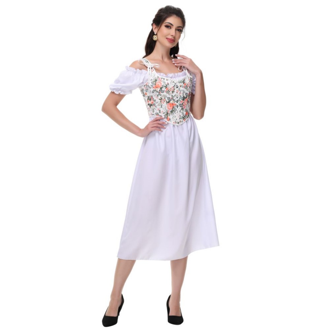 여름 화이트 코튼 솔리드 슬래시 넥 랜턴 슬리브 긴 y - Summer Victorian Clothing 리뷰 및 가격