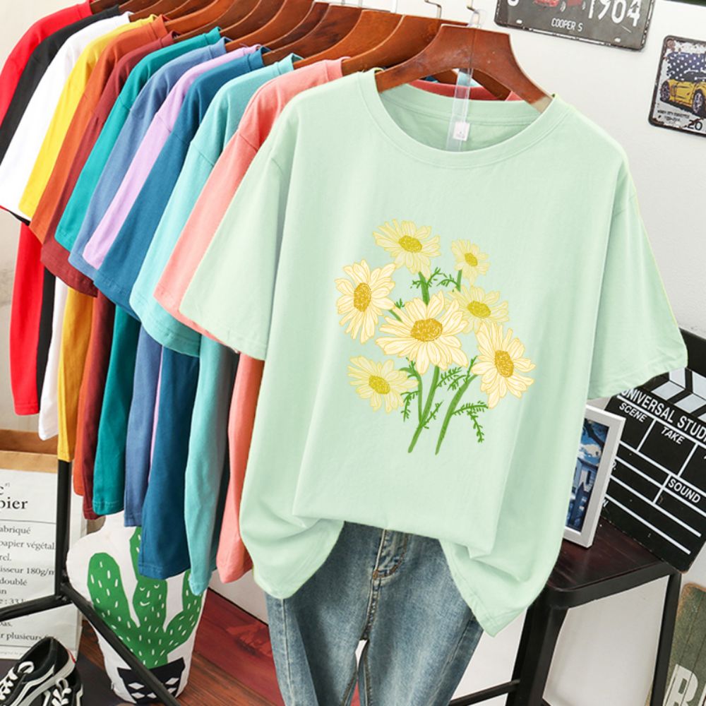 여성용 스트리트 코튼 티셔츠, 신선한 하라주쿠 노란색  - Yellow Summer Clothing 리뷰 및 가격