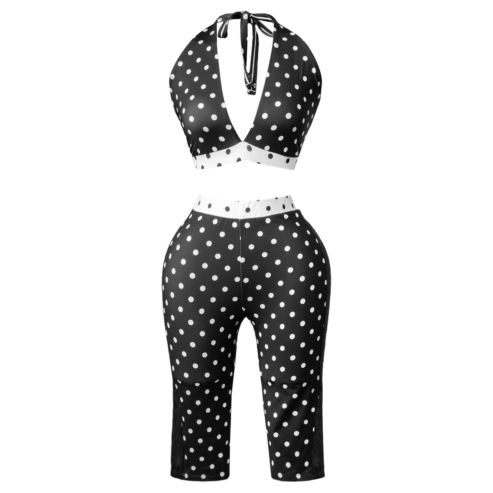여성용 섹시 의상 폴카 도트 프린트 홀터넥 백리스 레트 - Halter Neck Top 리뷰 및 가격