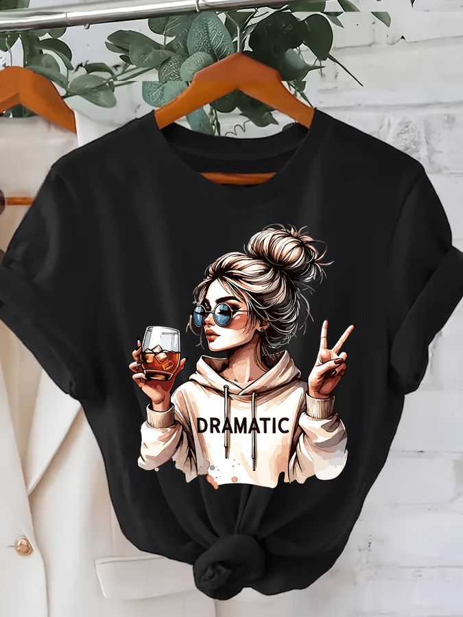 DRAMATIC 1pc 여성 패션 프린트 라운드 넥 반 - Summer Loving Clothing 리뷰 및 가격