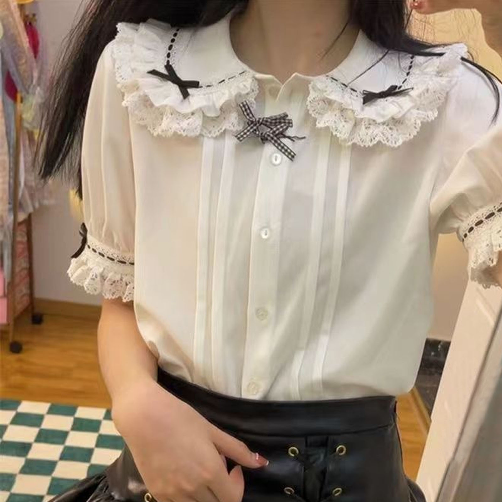 일본 로리타 스타일 레이스 러플 블라우스 여성용, 귀여 - Summer Japanese Clothing 리뷰 및 가격