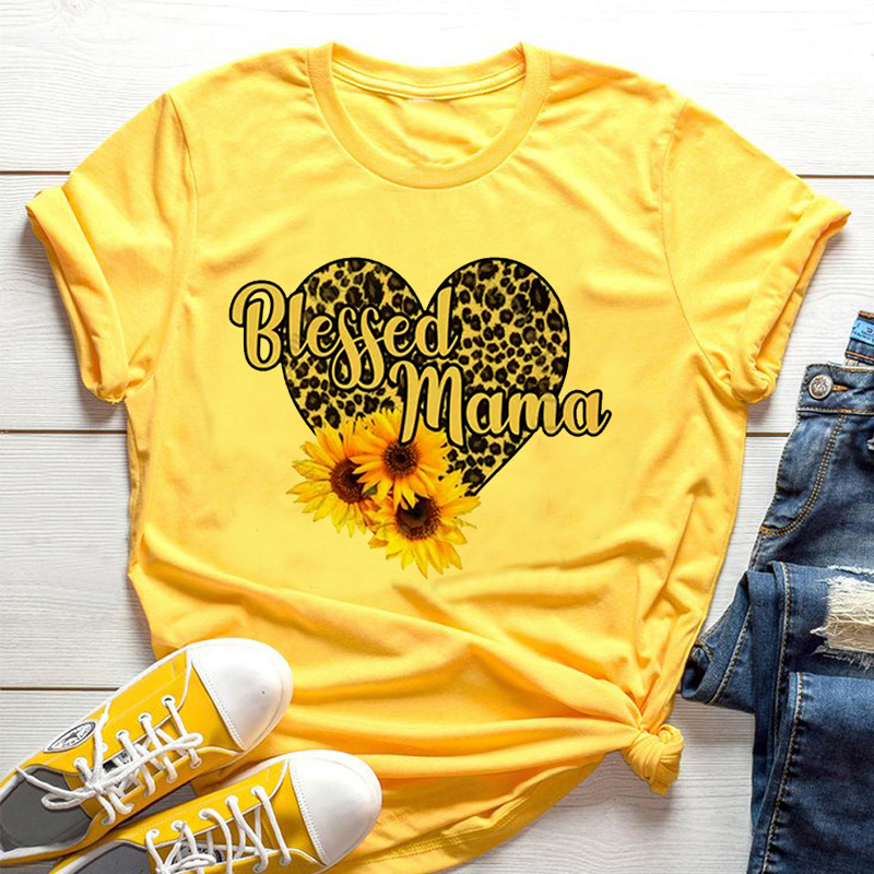 노란색 여성 티셔츠 해바라기 꿀벌 미적 패턴 반팔 셔츠 - Yellow Summer Clothing 리뷰 및 가격